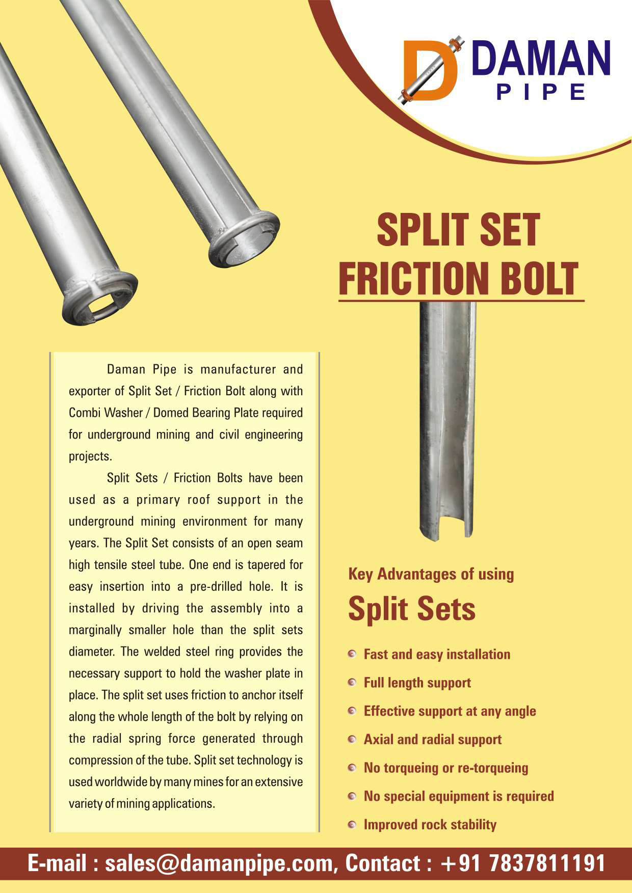 Split Set Friction Bolt Split Set Stabilizer Manufacturers in India