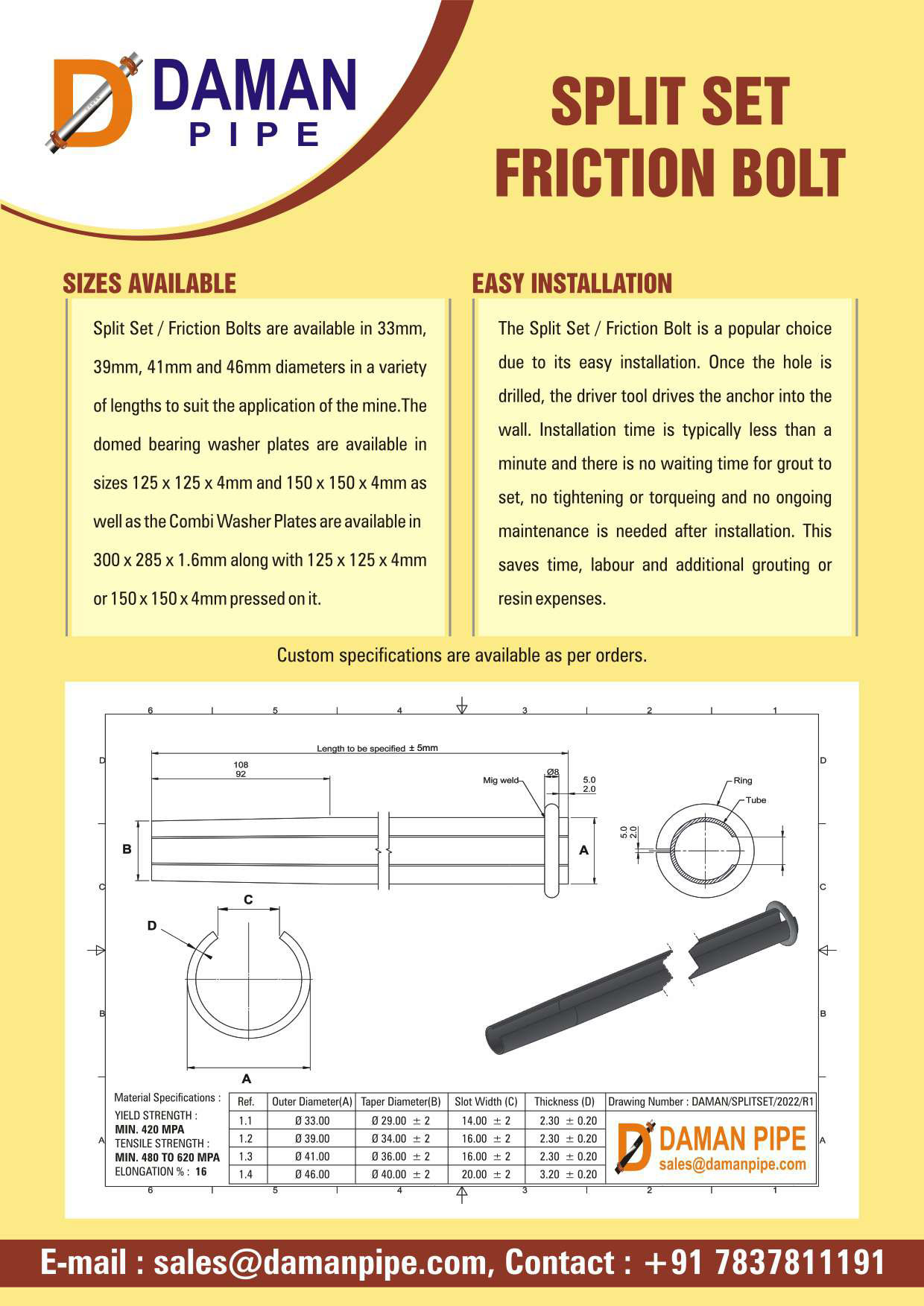 Split Set Friction Bolt Split Set Stabilizer Manufacturers in India